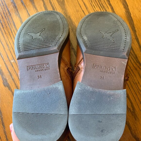 Pikolinos Boots Booties Women's Sz 38/7.5 Brown Leather Stitch Detail Side Zip - Picture 7 of 7